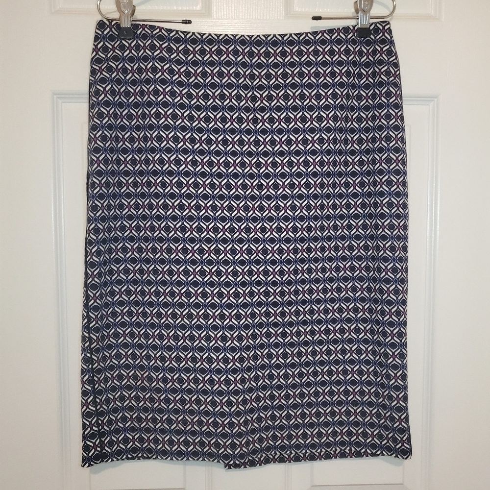 Adrianna Papell Print Stretch Cotton Pencil Skirt Geometric Print Sz 6